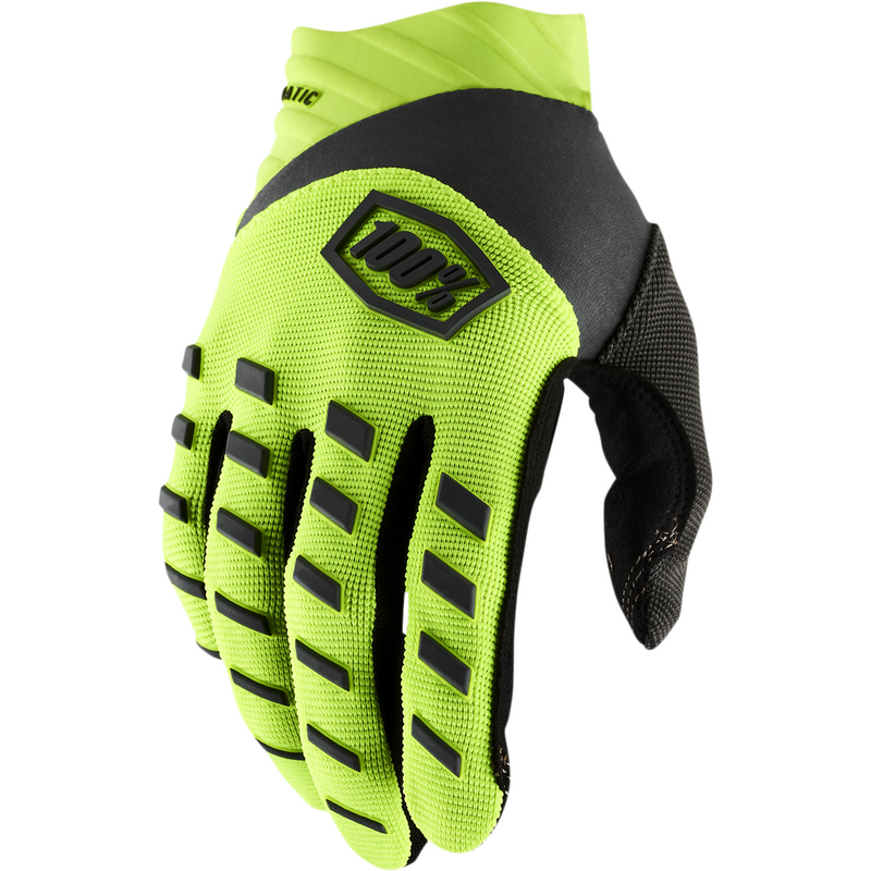 100% Airmatic Gloves - Fluorescent Yellow/Black - Large 10000-00012