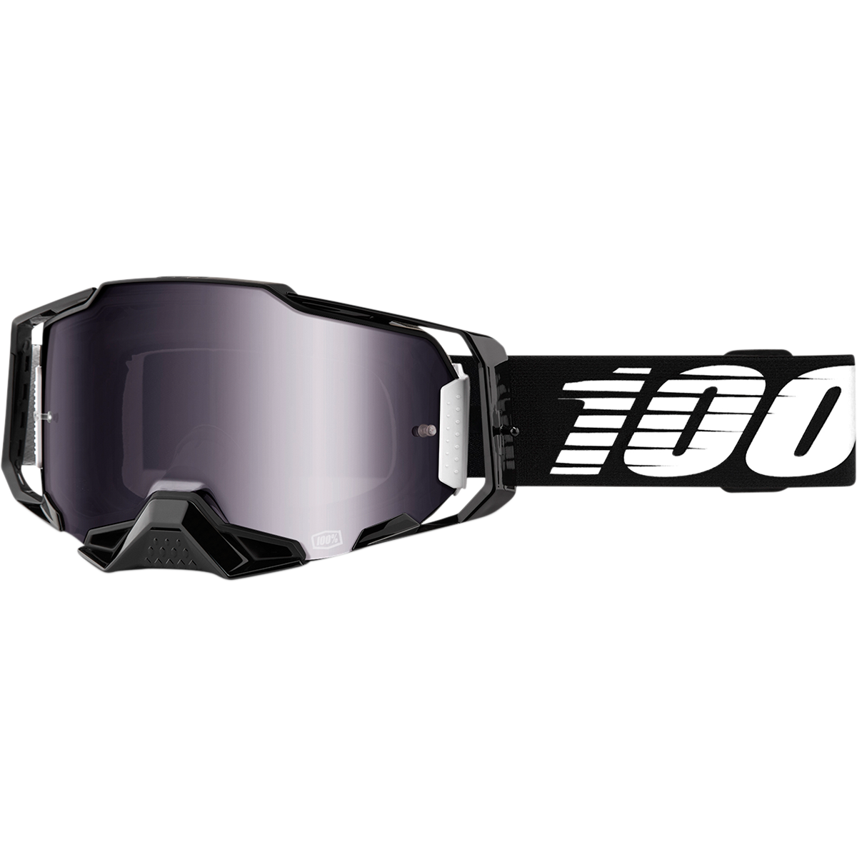 100% Armega Goggles - Black - Silver Flash Mirror 50005-00001