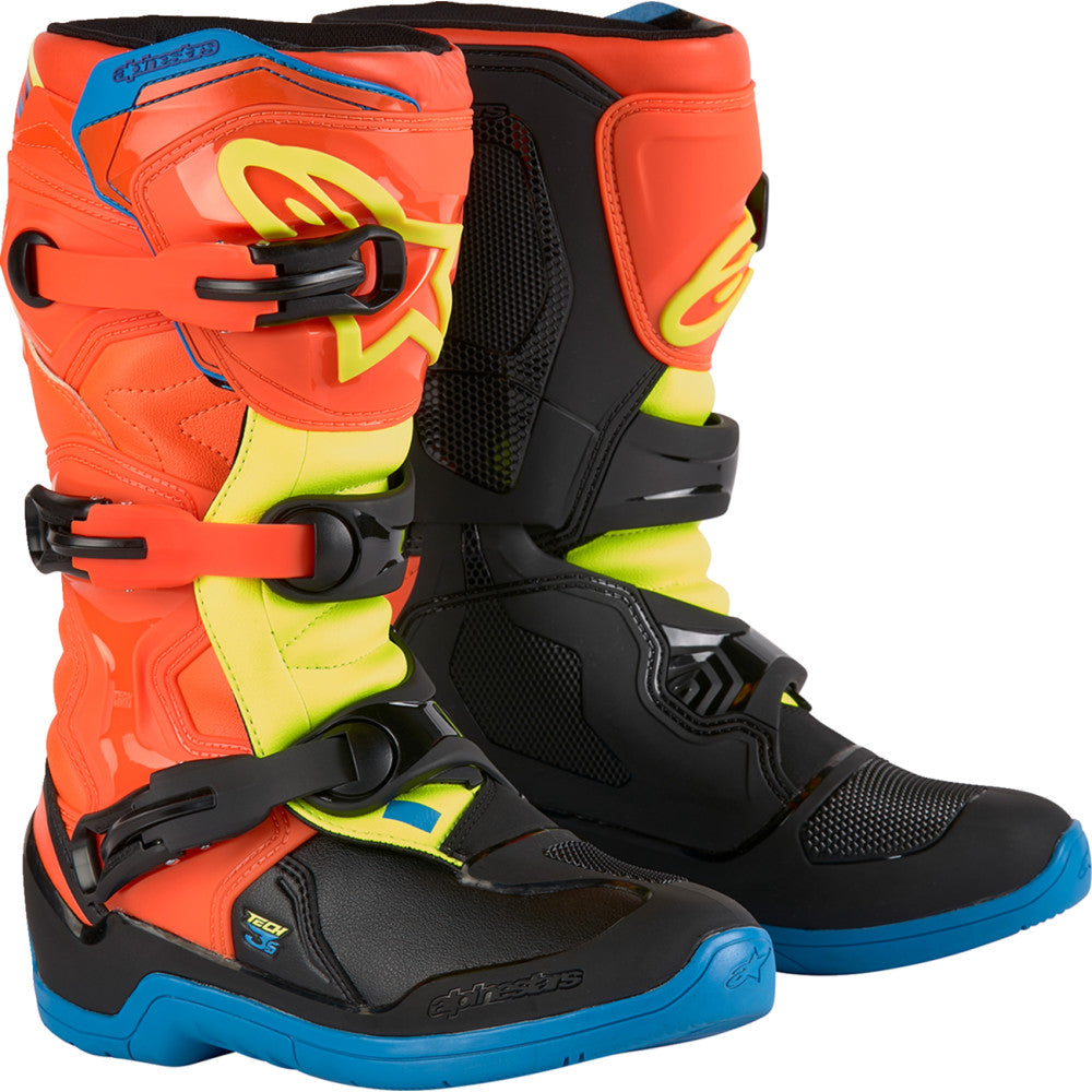 Alpinestars Youth Tech3S Boots - Orange/Blue/Yellow/Black - US 3 / EU 35.5 2014024-4755-3