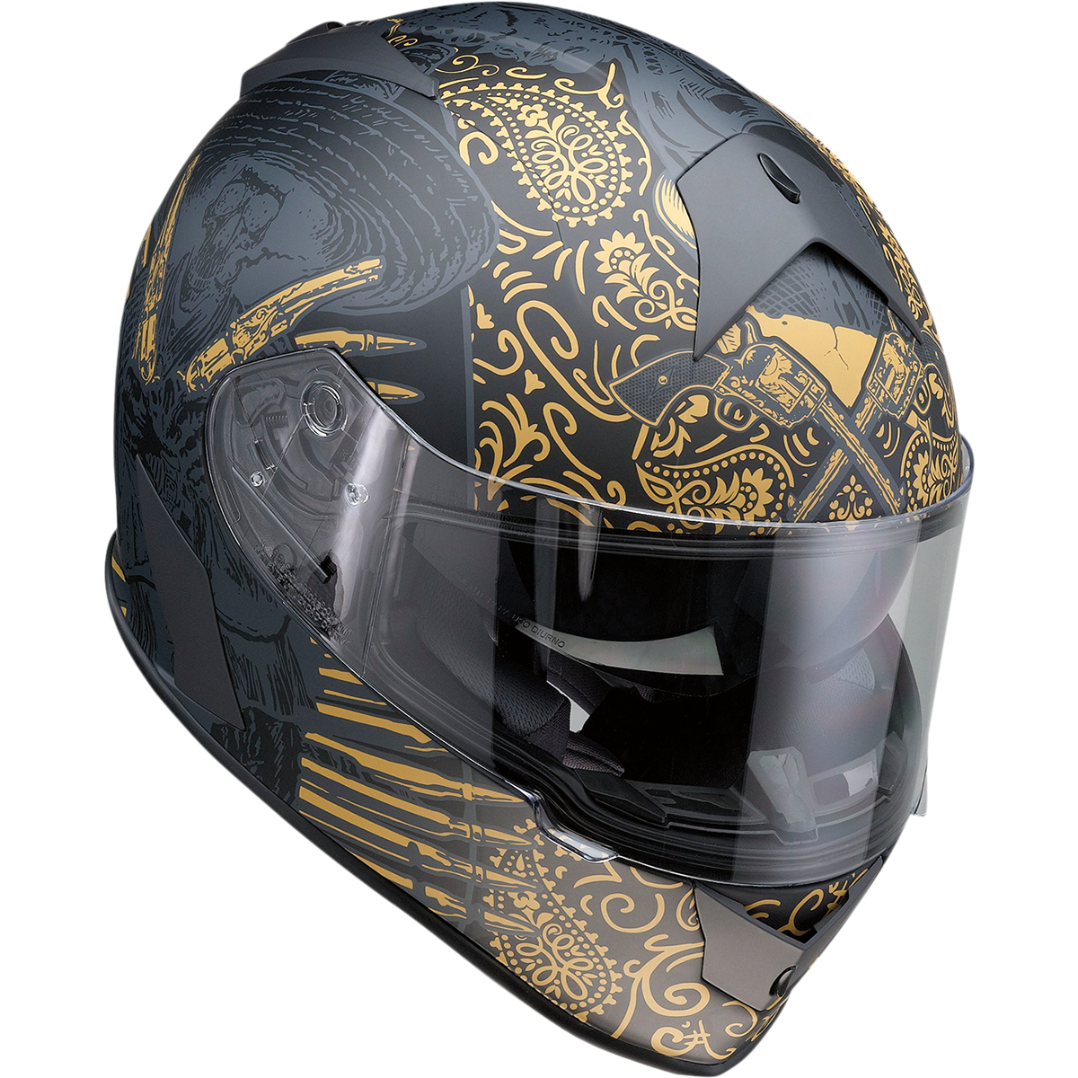 Z1R Warrant Helmet - Sombrero - Black/Gold - XS 0101-14170