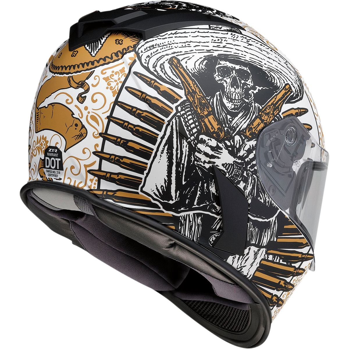 Z1R Warrant Helmet - Sombrero - White/Gold - XS 0101-14164