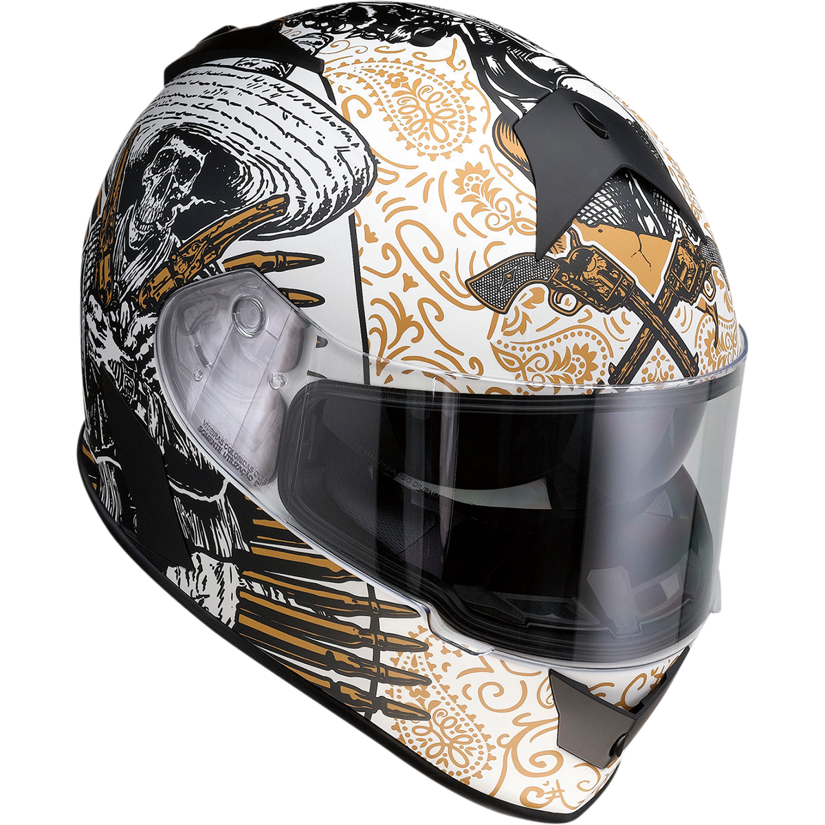 Z1R Warrant Helmet - Sombrero - White/Gold - XS 0101-14164