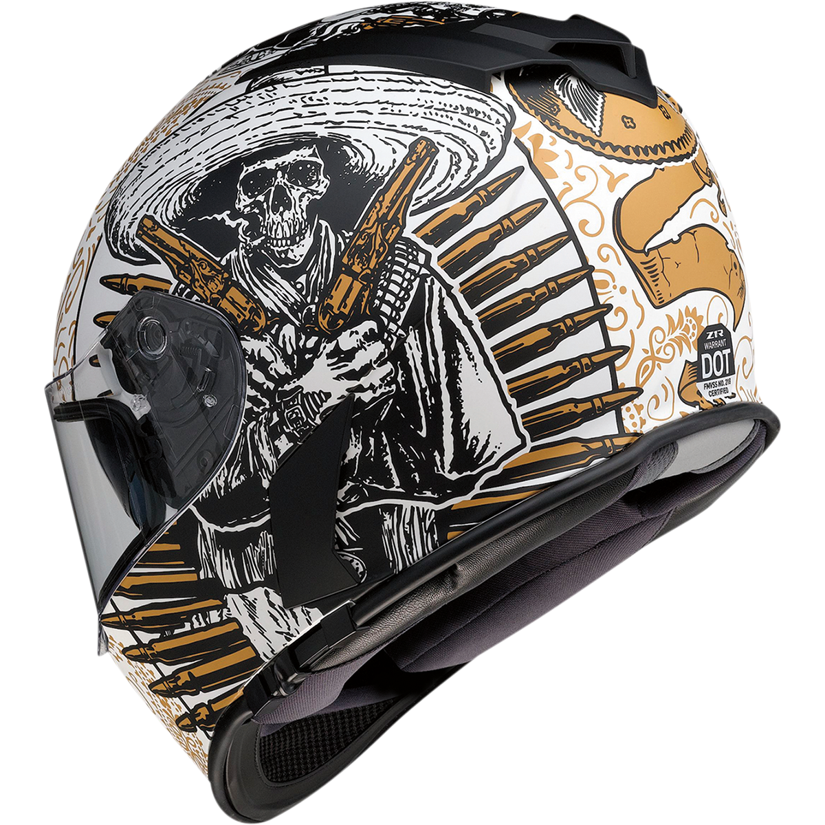 Z1R Warrant Helmet - Sombrero - White/Gold - XS 0101-14164