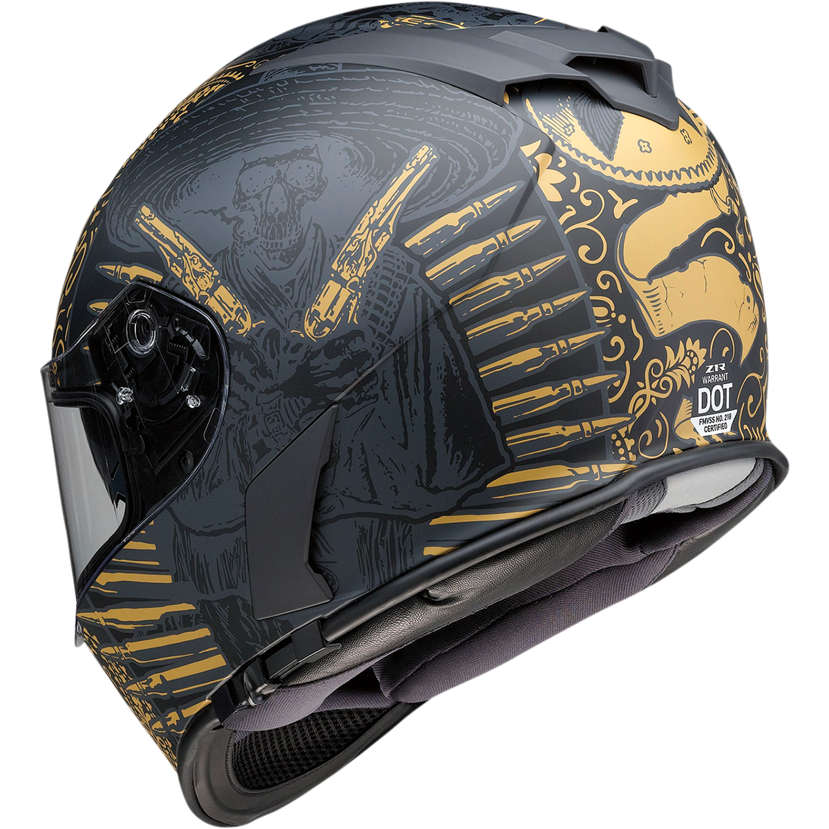 Z1R Warrant Helmet - Sombrero - Black/Gold - XS 0101-14170