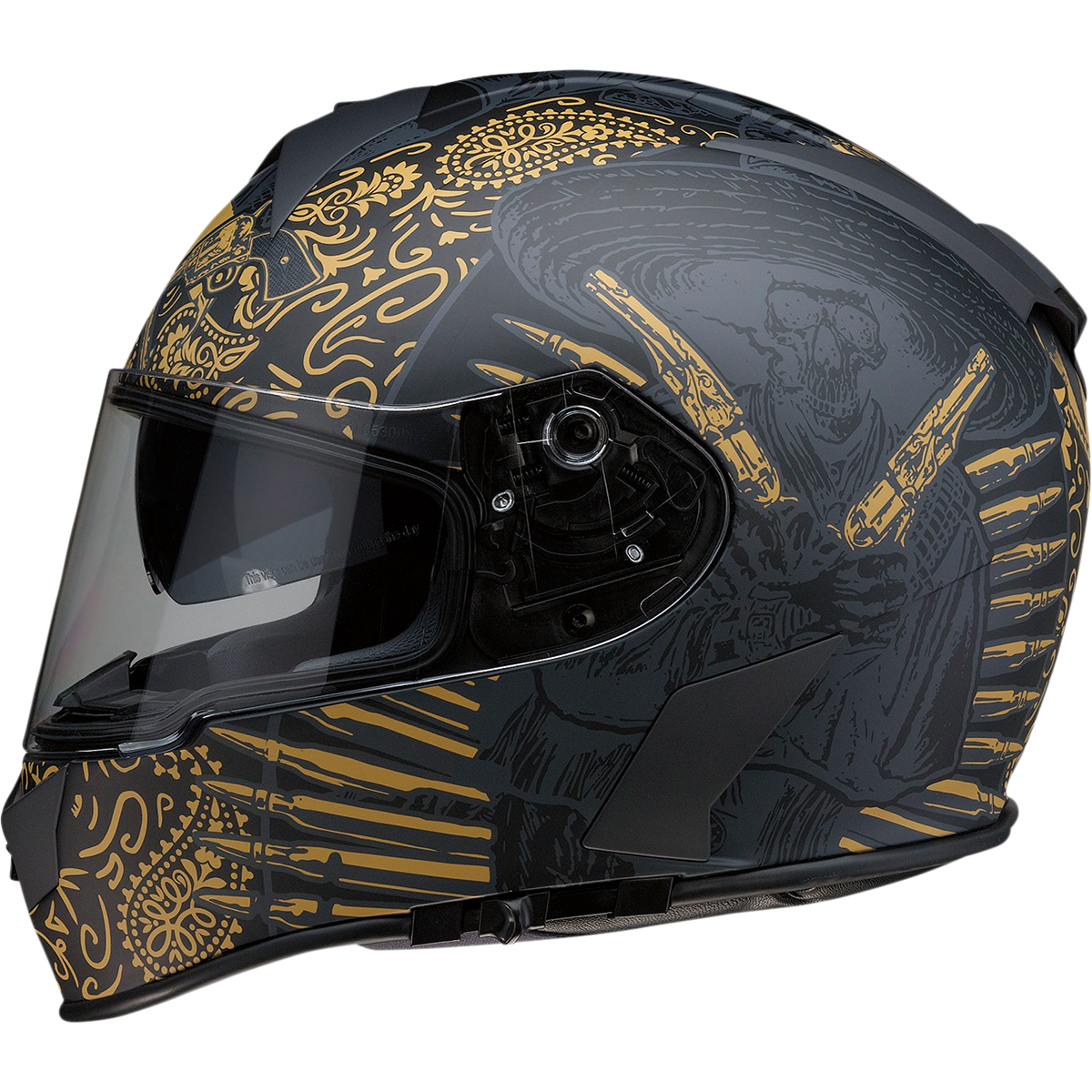 Z1R Warrant Helmet - Sombrero - Black/Gold - XS 0101-14170