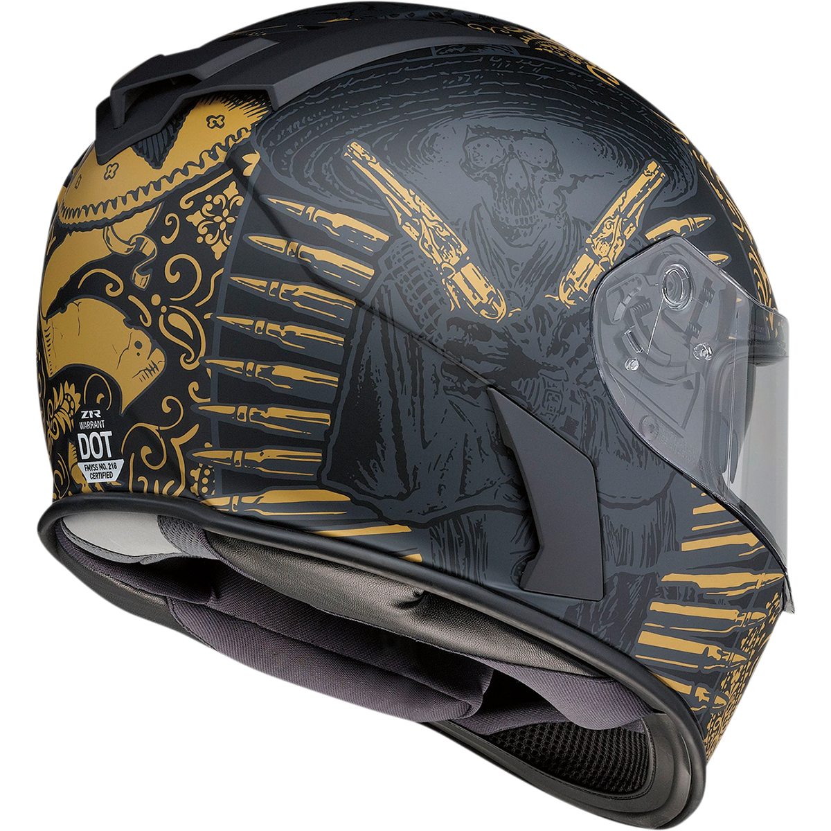 Z1R Warrant Helmet - Sombrero - Black/Gold - XS 0101-14170