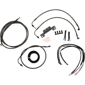 LA Choppers Handlebar Cable/Brake Line Kit - Complete - 15" - 17" Handlebars - Midnight LA-8012KT2-16M