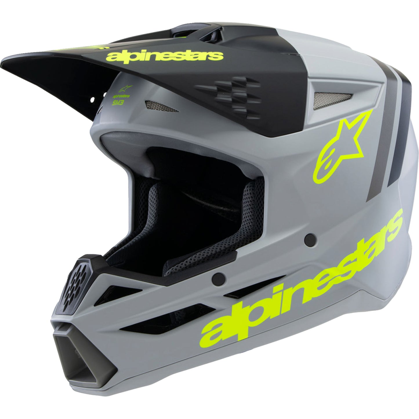 ALPINESTARS Youth SM3 Helmet - Radium - Matte Gray/Black/Yellow Fluo - Medium 8301825-9510-YM