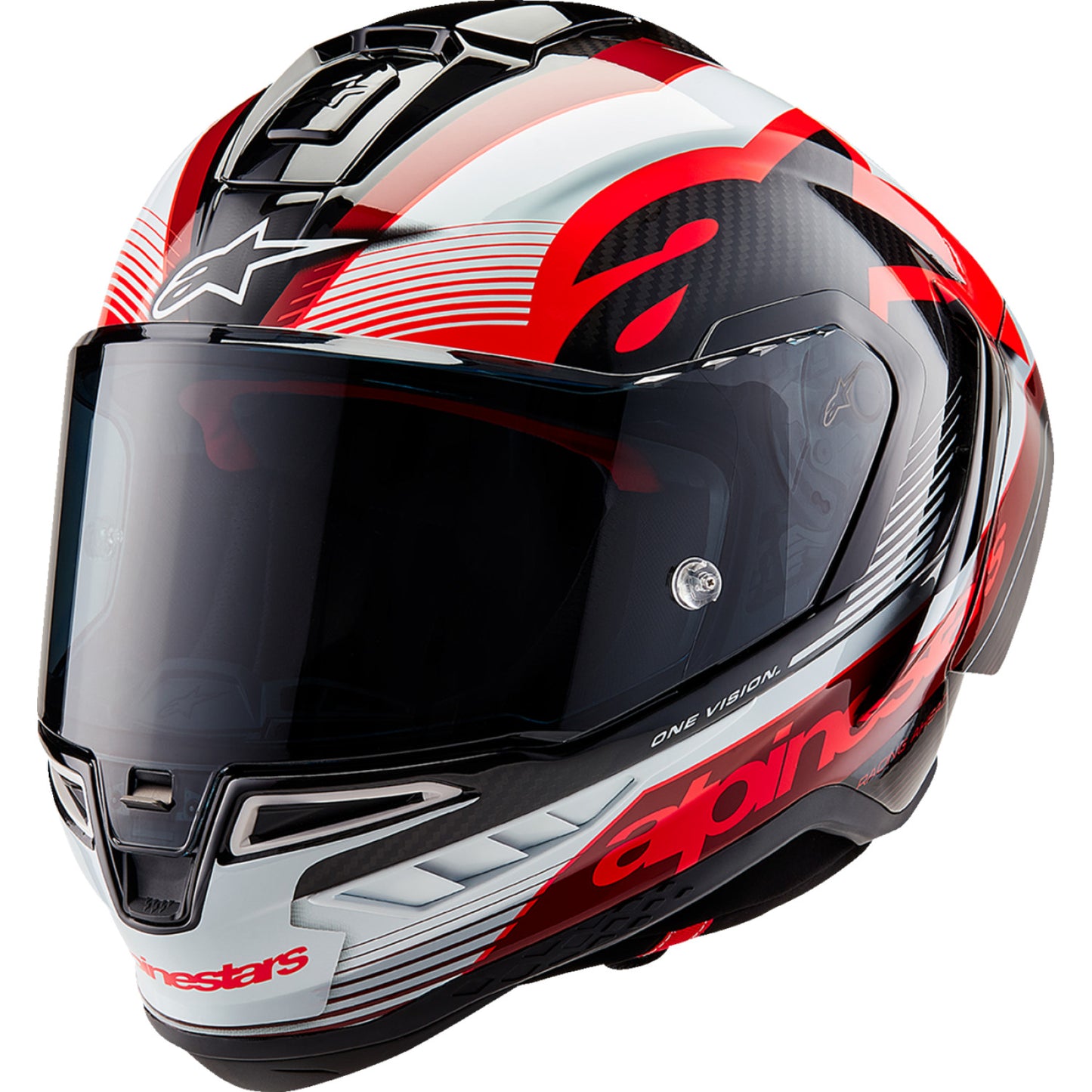 ALPINESTARS Supertech R10 Helmet - Team - Black/Carbon Red/Gloss White - Large 8200224-1352-L