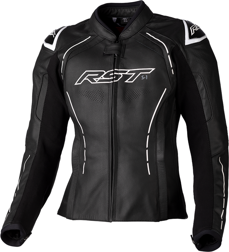 RST Women's S1 CE Leather Jacket - Black/White - 2XL
