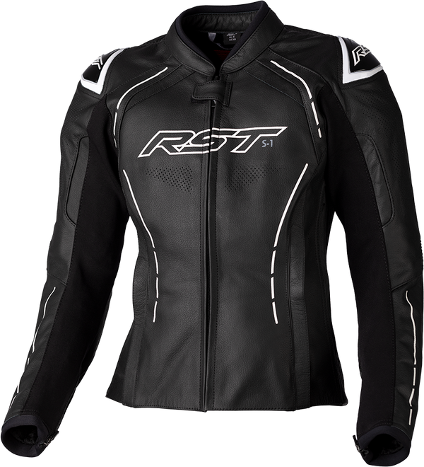 RST Women's S1 CE Leather Jacket - Black/White - XL