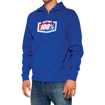 100% Official Fleece Zip-Up Hoodie - Royal - Small 20032-00020