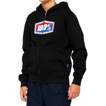 100% Youth Official Zip Hoodie - Black - Large 20033-00002