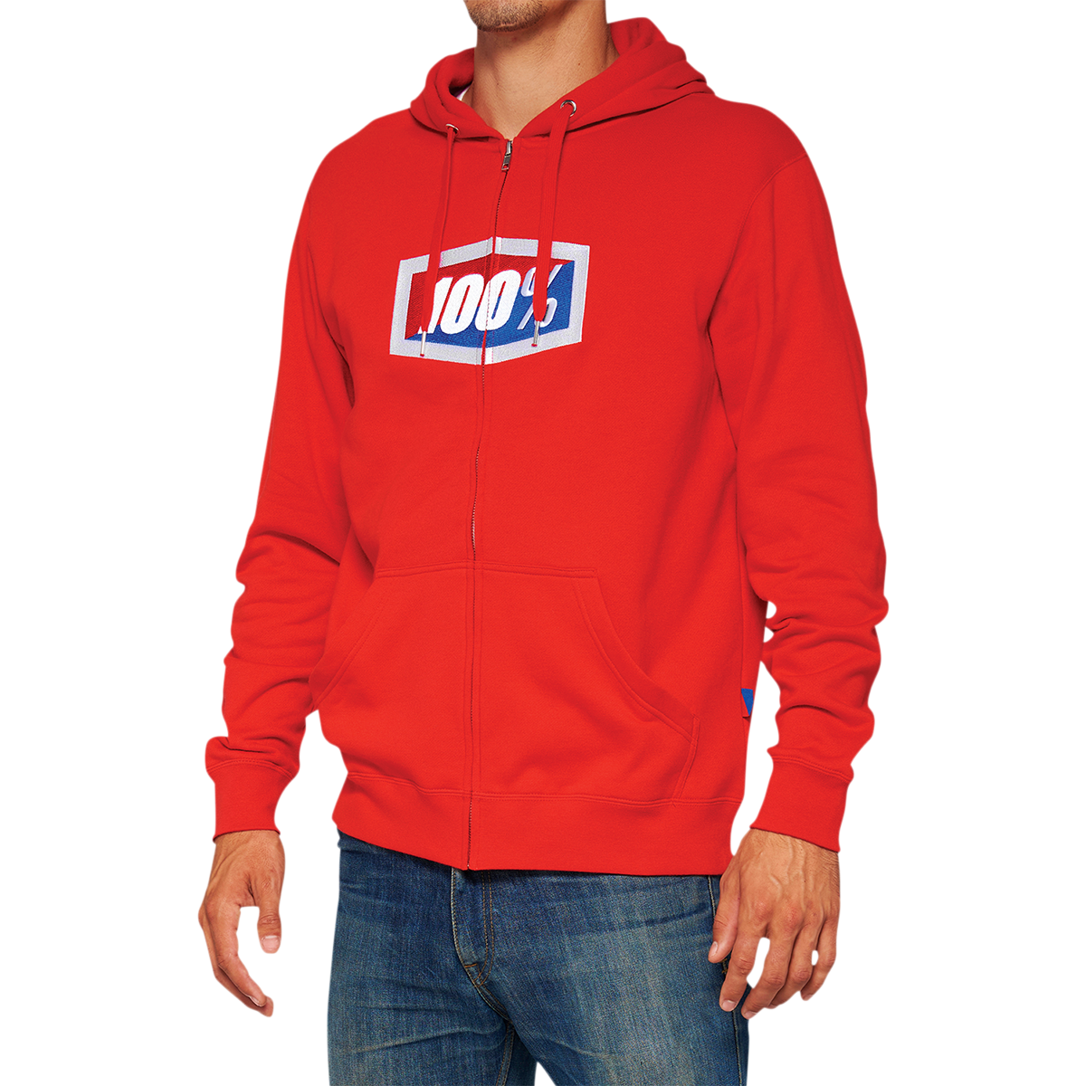 100% Official Fleece Zip-Up Hoodie - Red - Large 20032-00017