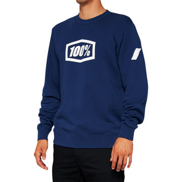 100% Icon Long-Sleeve Fleece Sweatshirt - Navy - Large 20026-00017