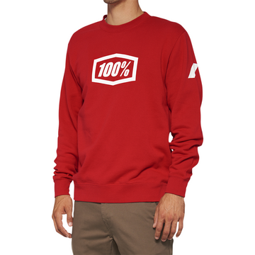 100% Icon Long-Sleeve Fleece Sweatshirt - Red - Small 20026-00010