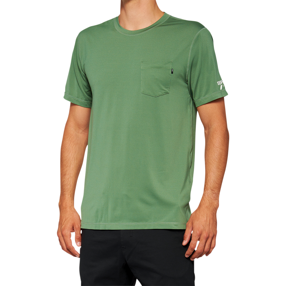 100% Mission Athletic T-Shirt - Olive - Medium 20014-00016