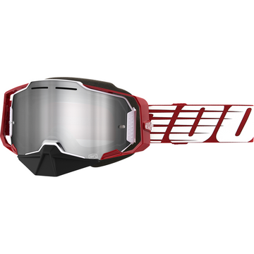 100% Armega Snow Goggles - Oversized Red - Silver Mirror 50008-00006