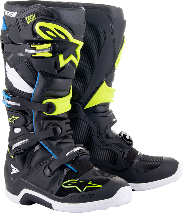 Alpinestars Tech 7 Boots - Black/Blue/Yellow Fluorescent - US 8 2012014-1795-8