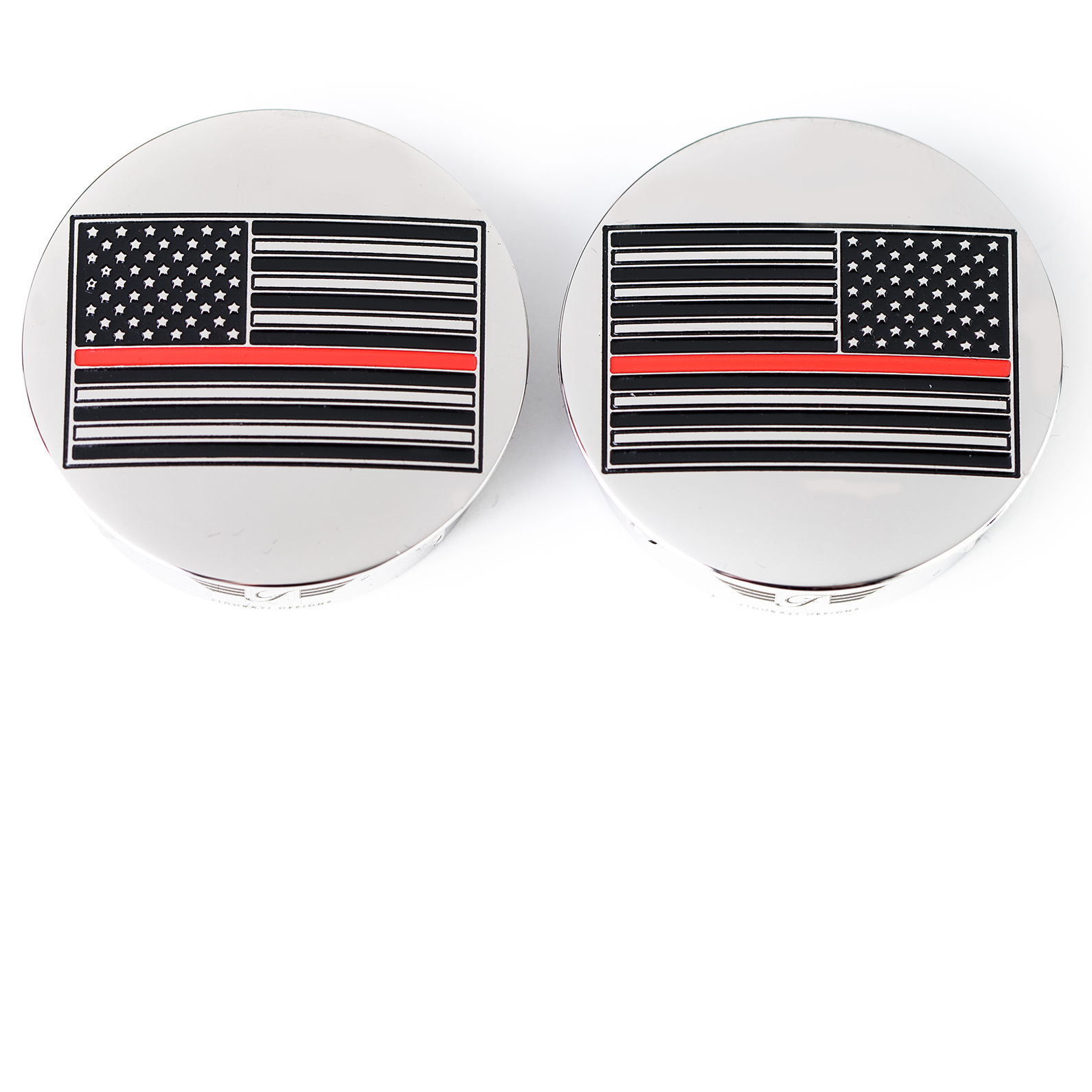 FIGURATI DESIGNS Swing Arm Covers - Red Line American Flag - Custom - Reversed FD73-AFRL-SS