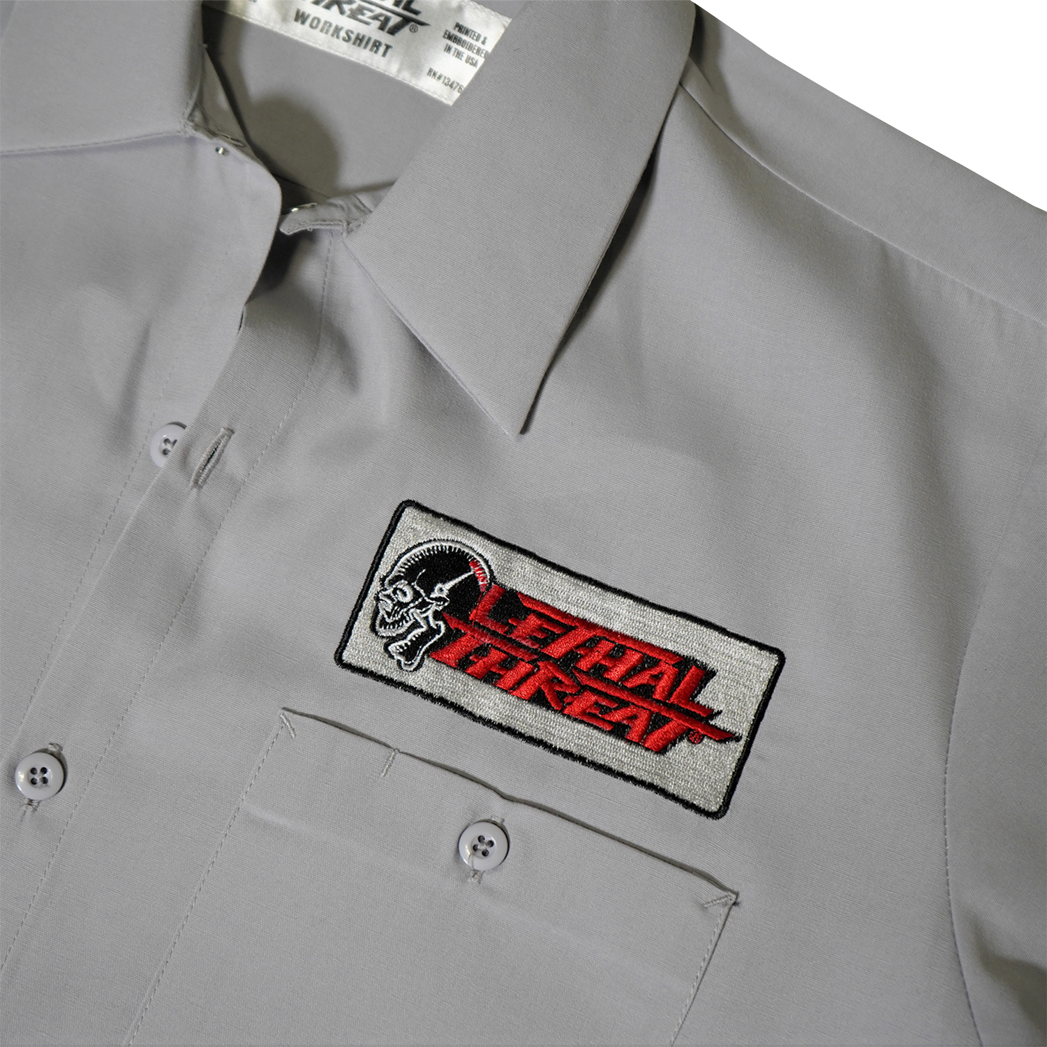 LETHAL THREAT Flying Tiger Pinup Shop Shirt - Gray - 3XL DG60158XXXL
