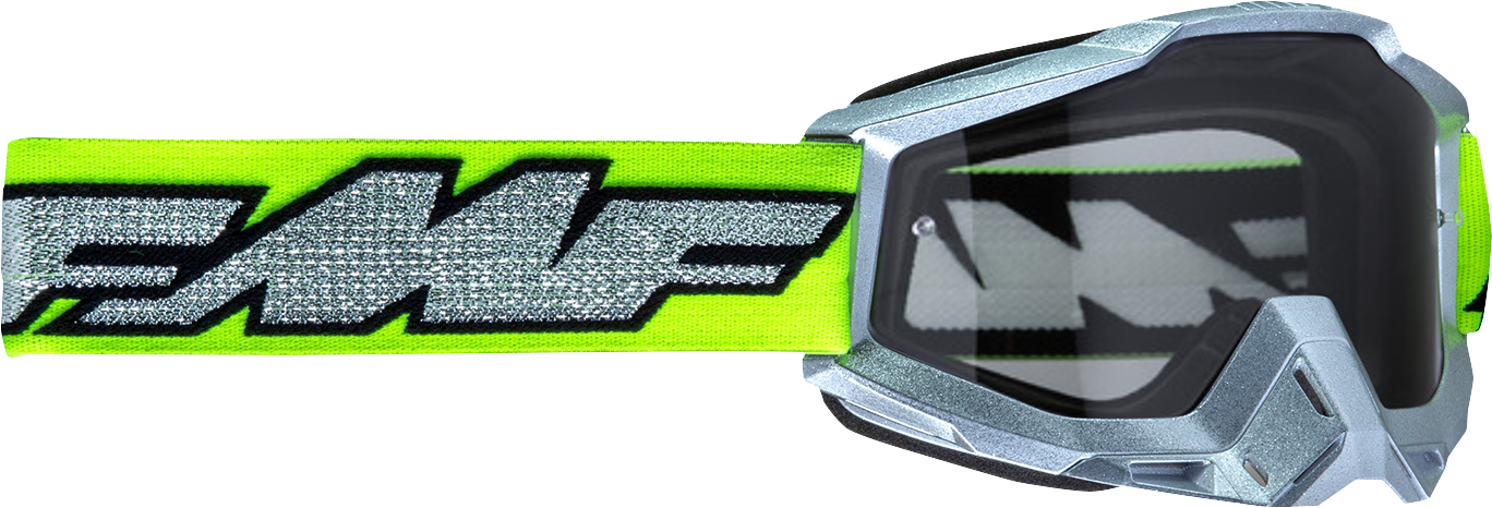 FMF PowerBomb Goggles - Rocket - Silver Lime - Clear F-50036-00011