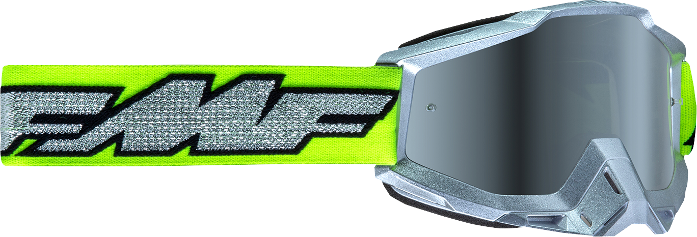 FMF PowerBomb Goggles - Rocket - Silver Lime - Silver Mirror F-50037-00011