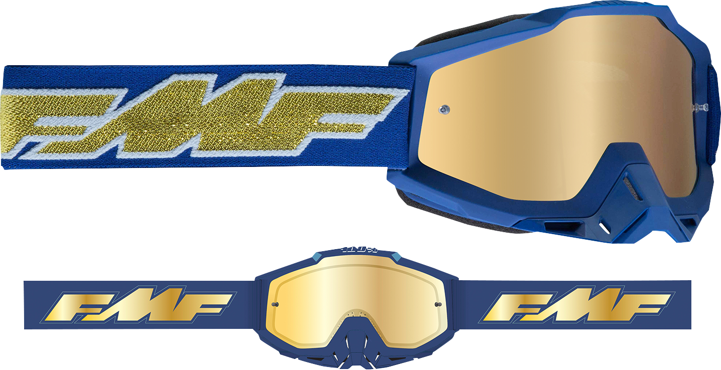 FMF PowerBomb Goggles - Rocket - Deep Navy - Gold Mirror F-50037-00010