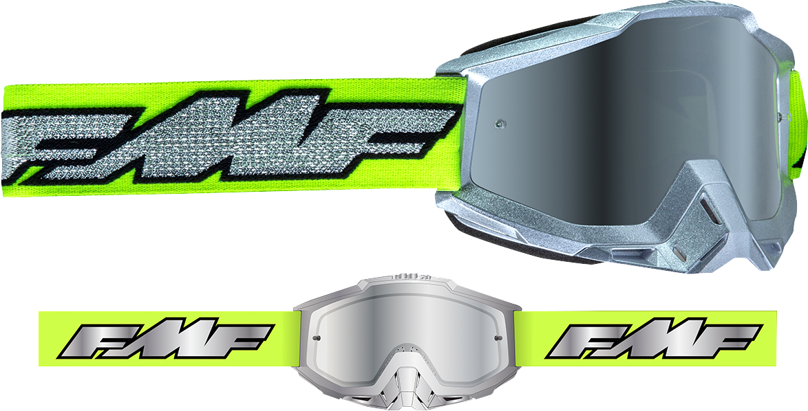 FMF PowerBomb Goggles - Rocket - Silver Lime - Silver Mirror F-50037-00011