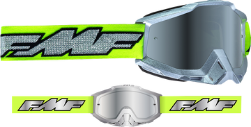 FMF PowerBomb Goggles - Rocket - Silver Lime - Silver Mirror F-50037-00011