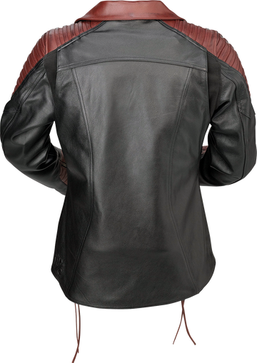 Z1R Women's Combiner Leather Jacket - Black/Red - 3W 2813-1016