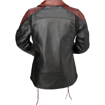 Z1R Women's Combiner Leather Jacket - Black/Red - Large 2813-1012