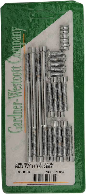 GARDNER-WESTCOTT Bolt Kit - Primary/Derby Cover - Socket-Head - Chrome P-10-14-08