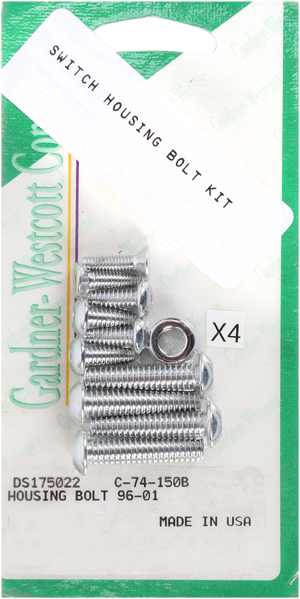 GARDNER-WESTCOTT Bolt Kit - Switch Housing - Socket-Head - Chrome C-74-150B