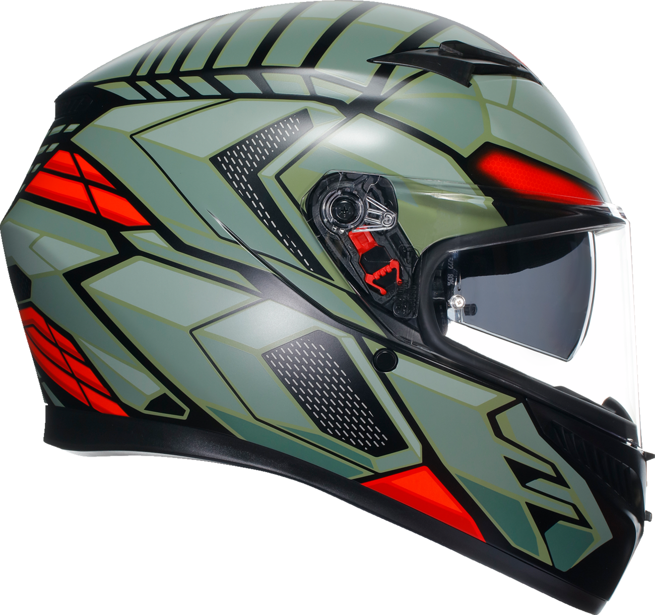 AGV K3 Helmet - Decept - Matte Black/Green/Red - Small 2118381004010S | Street Full Face Adult Helmet