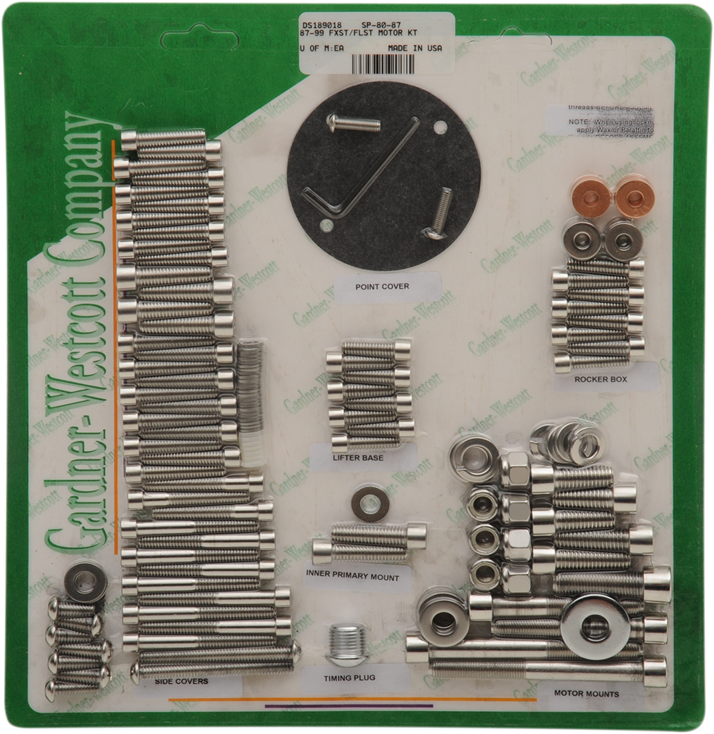 GARDNER-WESTCOTT Bolt Kit - Motor Set - Socket-Head SP-80-87