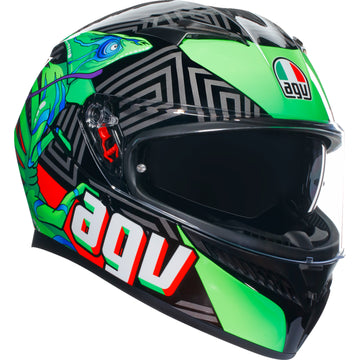 AGV K3 Helmet - Kamaleon - Black/Red/Green - Medium 2118381004013M | Street Full Face Adult Helmet