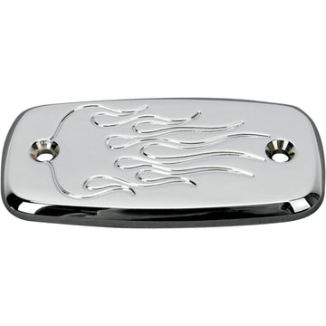 BARON Master Cylinder Cover - Flame - Suzuki - Chrome BA-7681-03