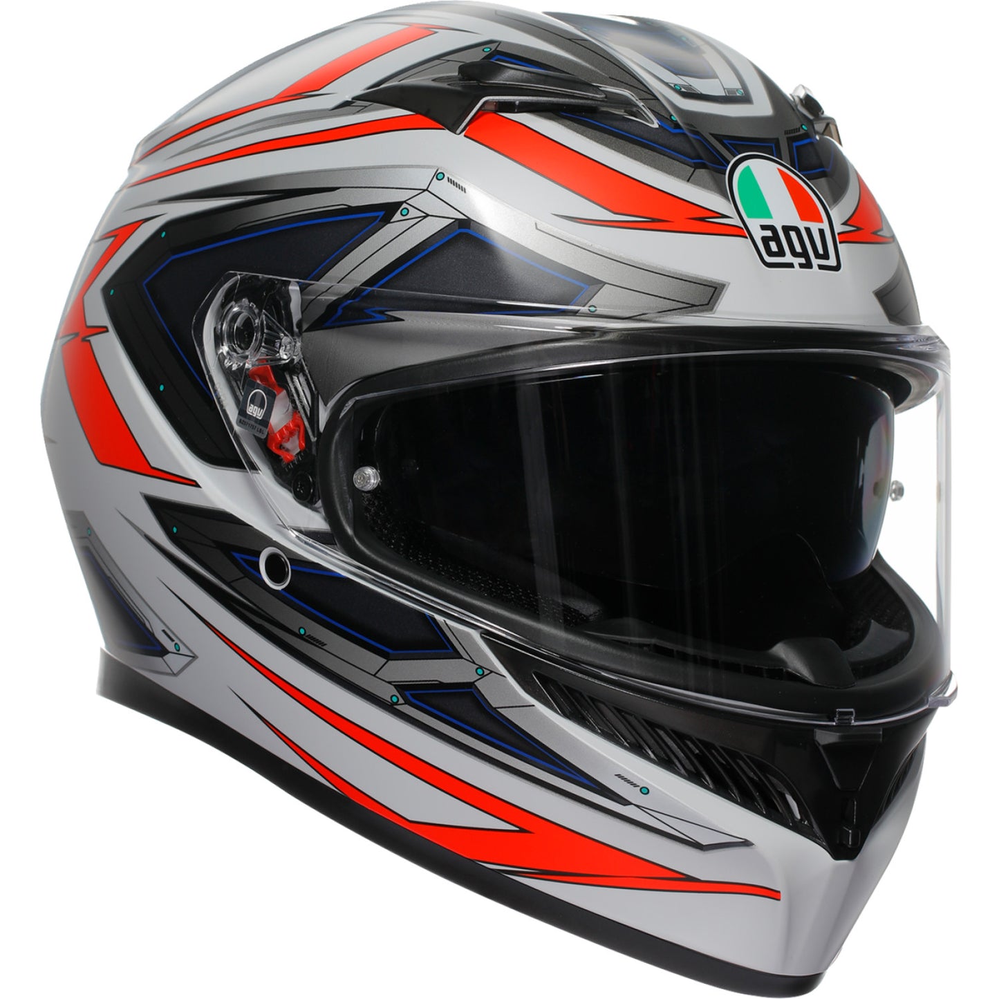 AGV K3 Helmet - Space - Matte White/Red Fluo - Small 2118381004-020-S | Street Full Face Adult Helmet