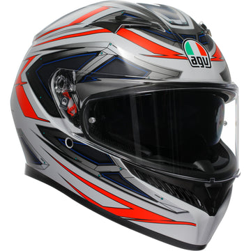 AGV K3 Helmet - Space - Matte White/Red Fluo - XL 2118381004-020-XL | Street Full Face Adult Helmet