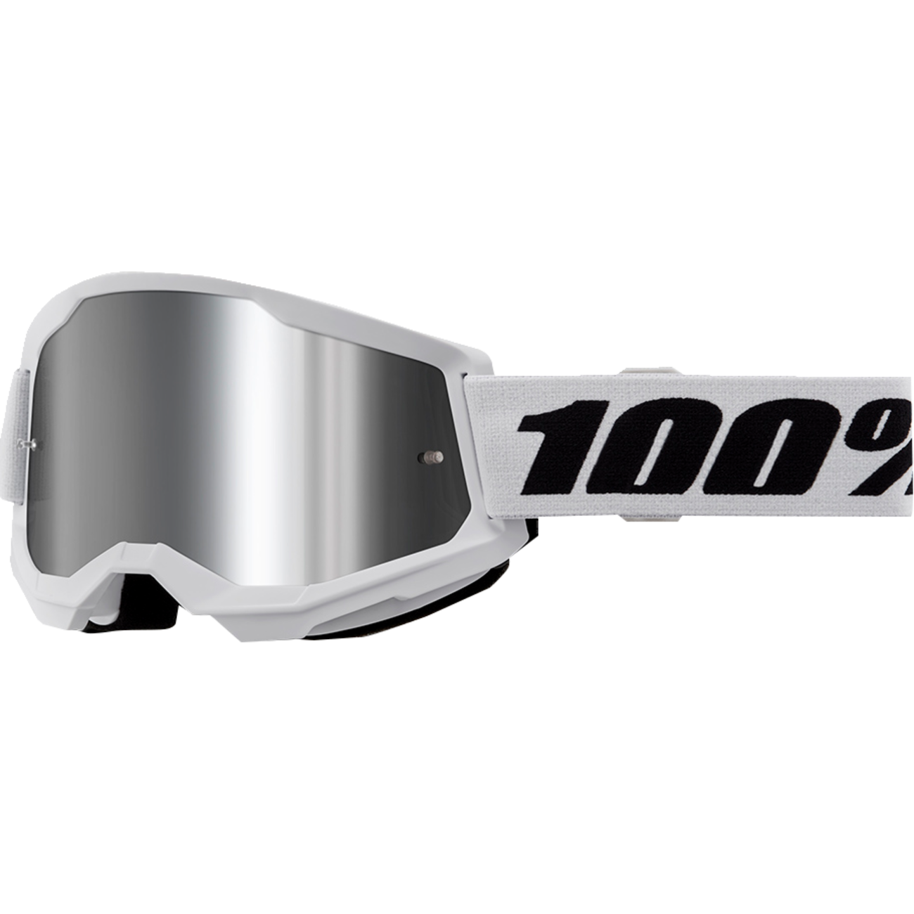 100% Strata 2 Junior Goggle - White - Silver Mirror 50032-00013