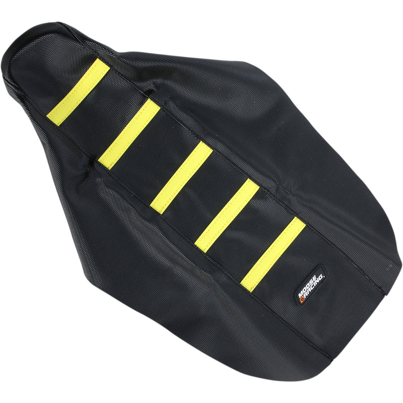 Moose Racing Ribbed Seat Cover - Black Cover/Yellow Ribs - Suzuki RM8502-331RT