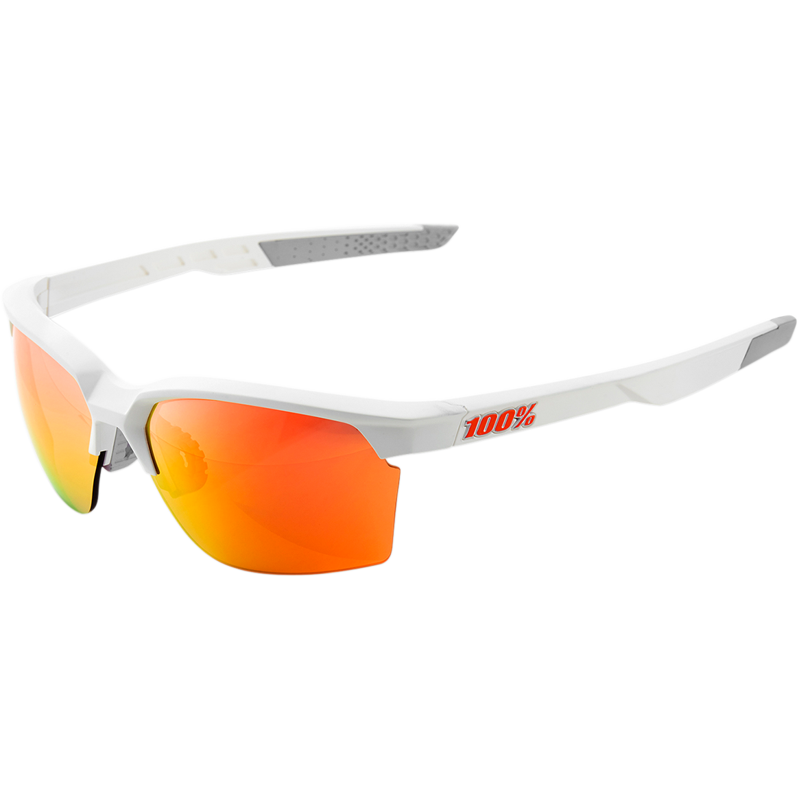 100% Sportcoupe Sunglasses Matte White - Hiper Red Multilayer Mirror Lens