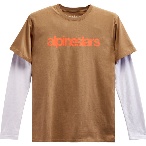 Alpinestars Stack Long-Sleeve T-Shirt - Sand/Warm Red - Large 1213713002331L