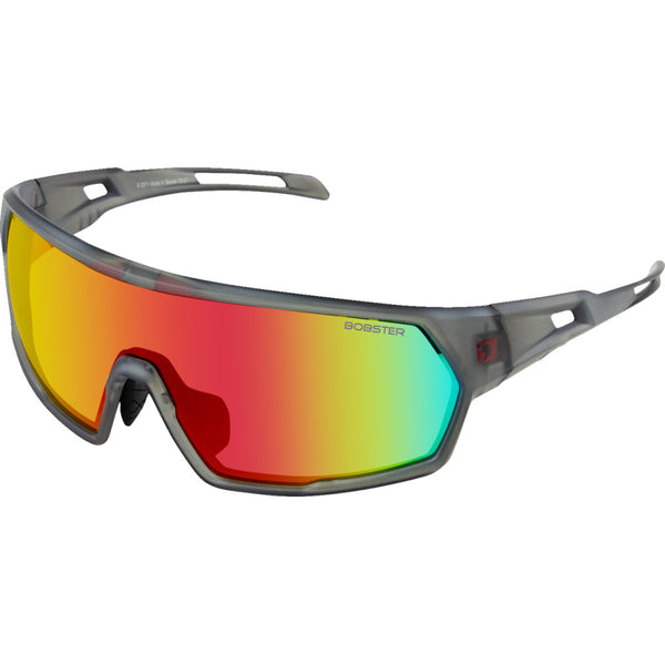 Bobster Speed Sunglasses - Matte Clear Gray - Smoke Crimson Mirror Lens BSPE01