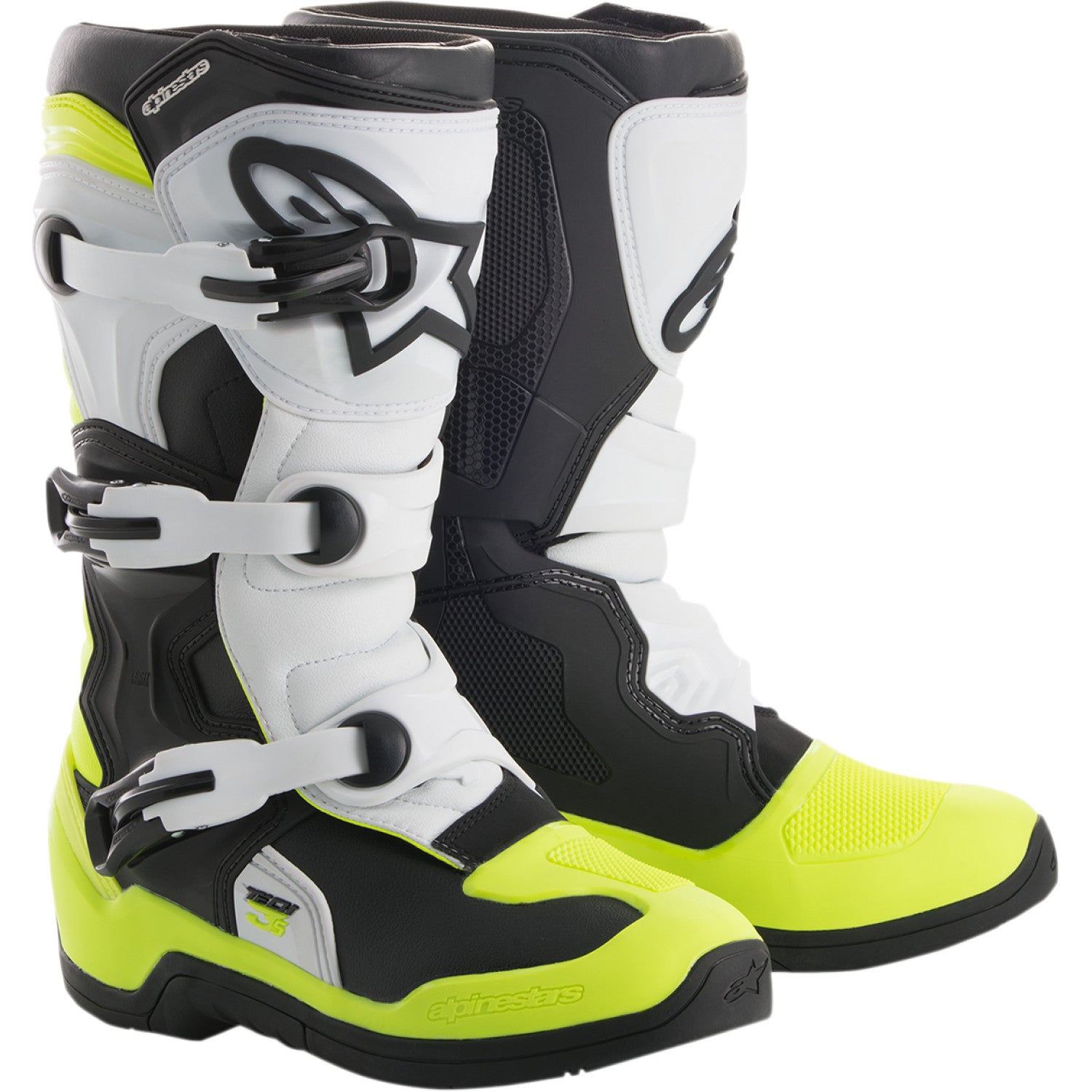 ALPINESTARS Tech 3S Boots - Black/White/Fluorescent Yellow - US 3 2014018-125-3