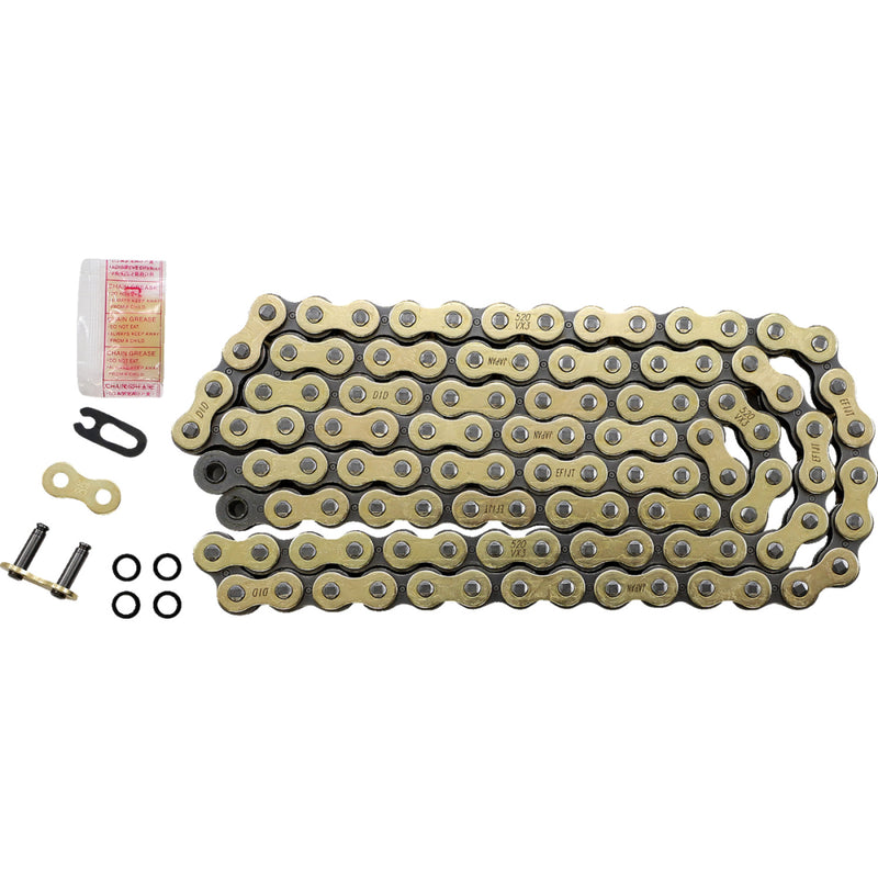 DID 520 VX3 - Chain - Gold - 110 Links M520VX3G110FB | Drive Chain   X'ring Types