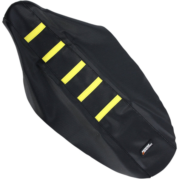 Moose Racing Ribbed Seat Cover - Black Cover/Yellow Ribs - Suzuki RMZ25010-331RT