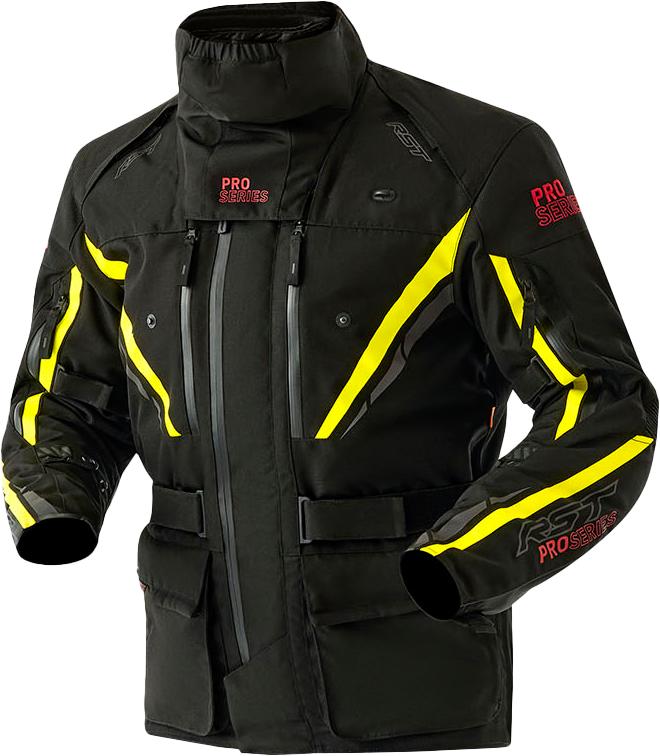 RST Pro Series Paragon D3O CE Textile Jacket - Black/Fluro Yellow - 4XL