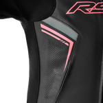 RST Women's S1 D3O Leather CE Jacket - Black/Fluro Pink - M
